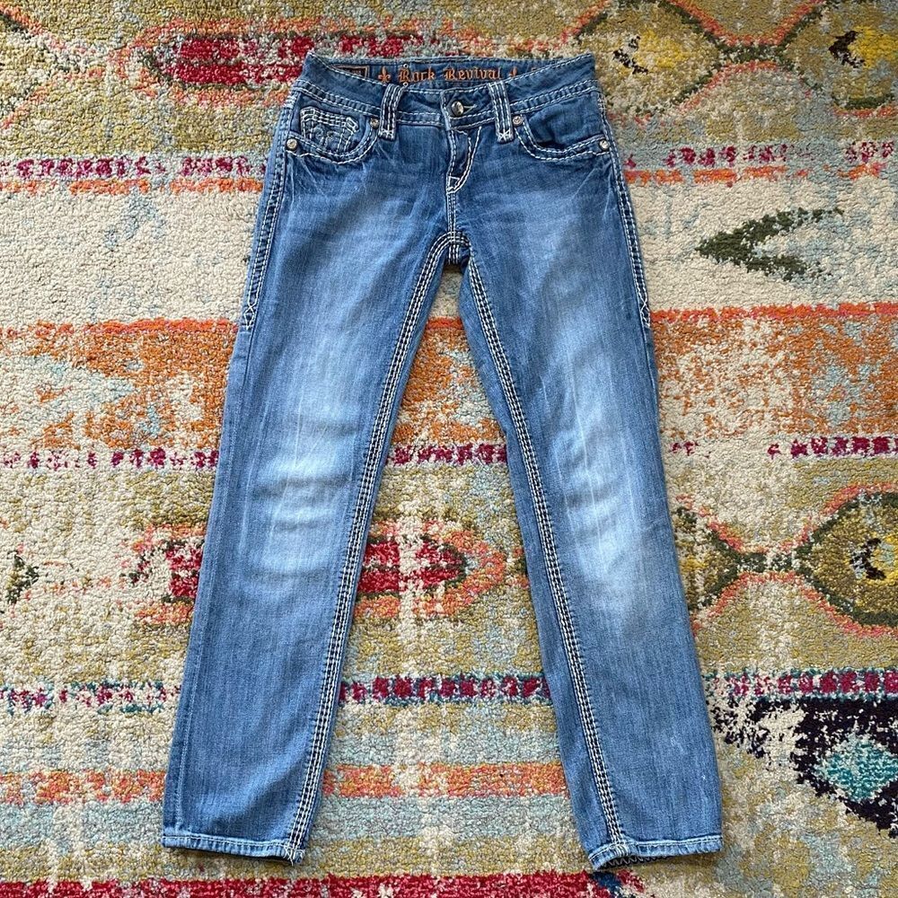 Rock Revival Alanis Rhinestone Capris Jeans - Picture 2 of 14